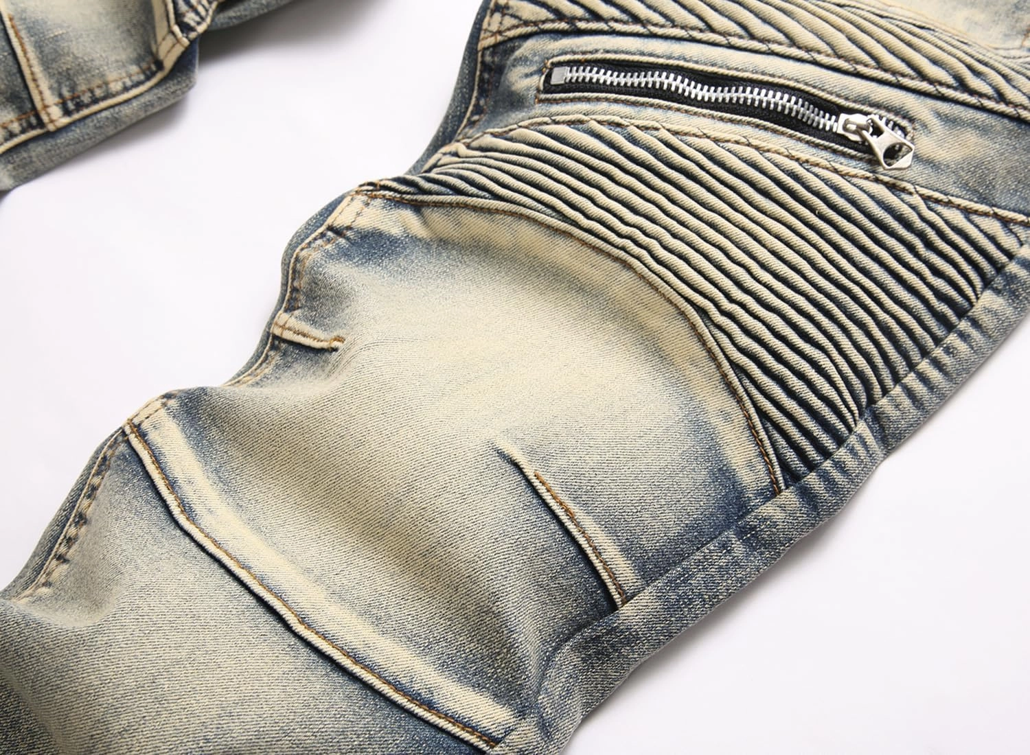 RXXKKK Men's Classic Zipper Biker Regular Fit Flex Jean