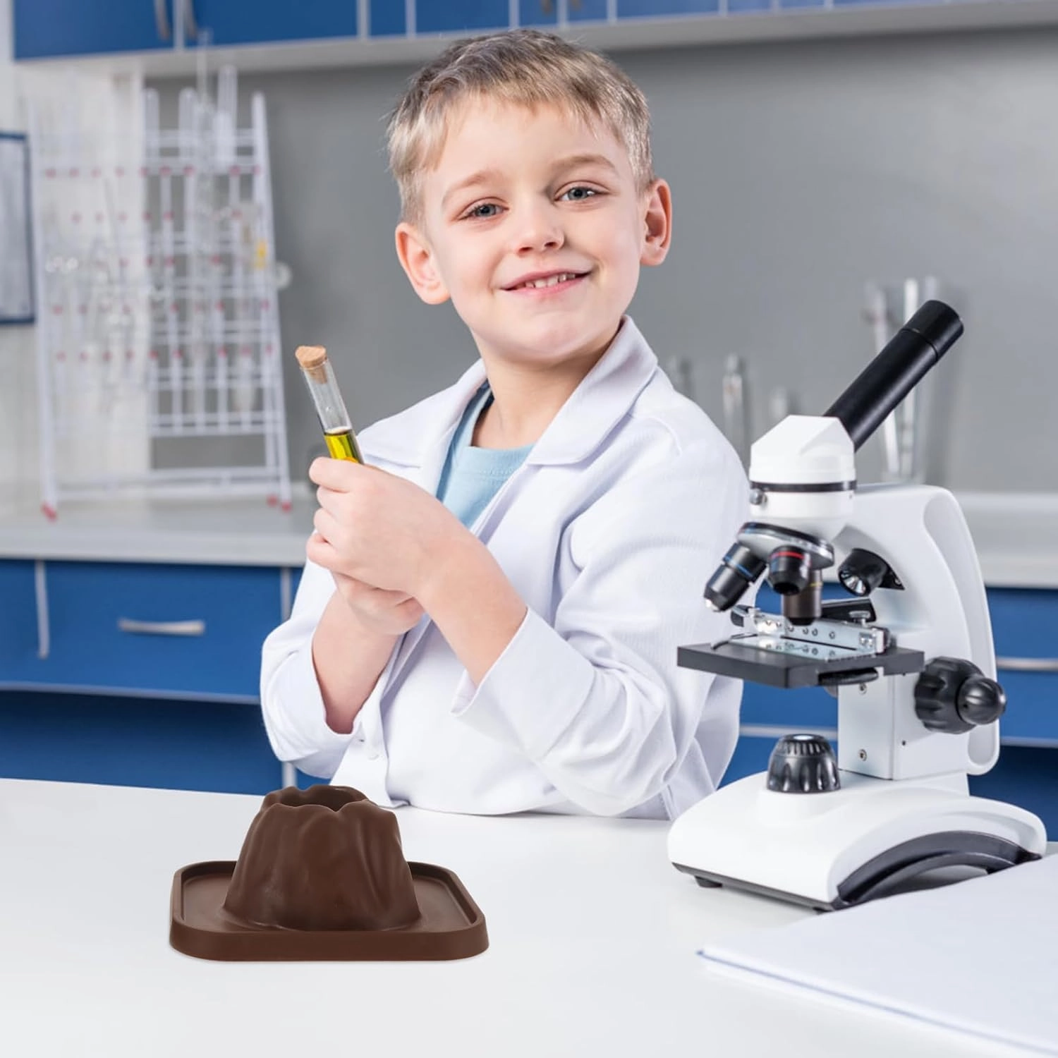 SAFIGLE 25 Pcs Volcano Science Kit - DIY Erupting Volcano Model for Kids, Educational Science Experiment, Perfect for Stem Learning Volcano Volcano Science Kit Volcano Toy Volcano Kits for Kids 4-6