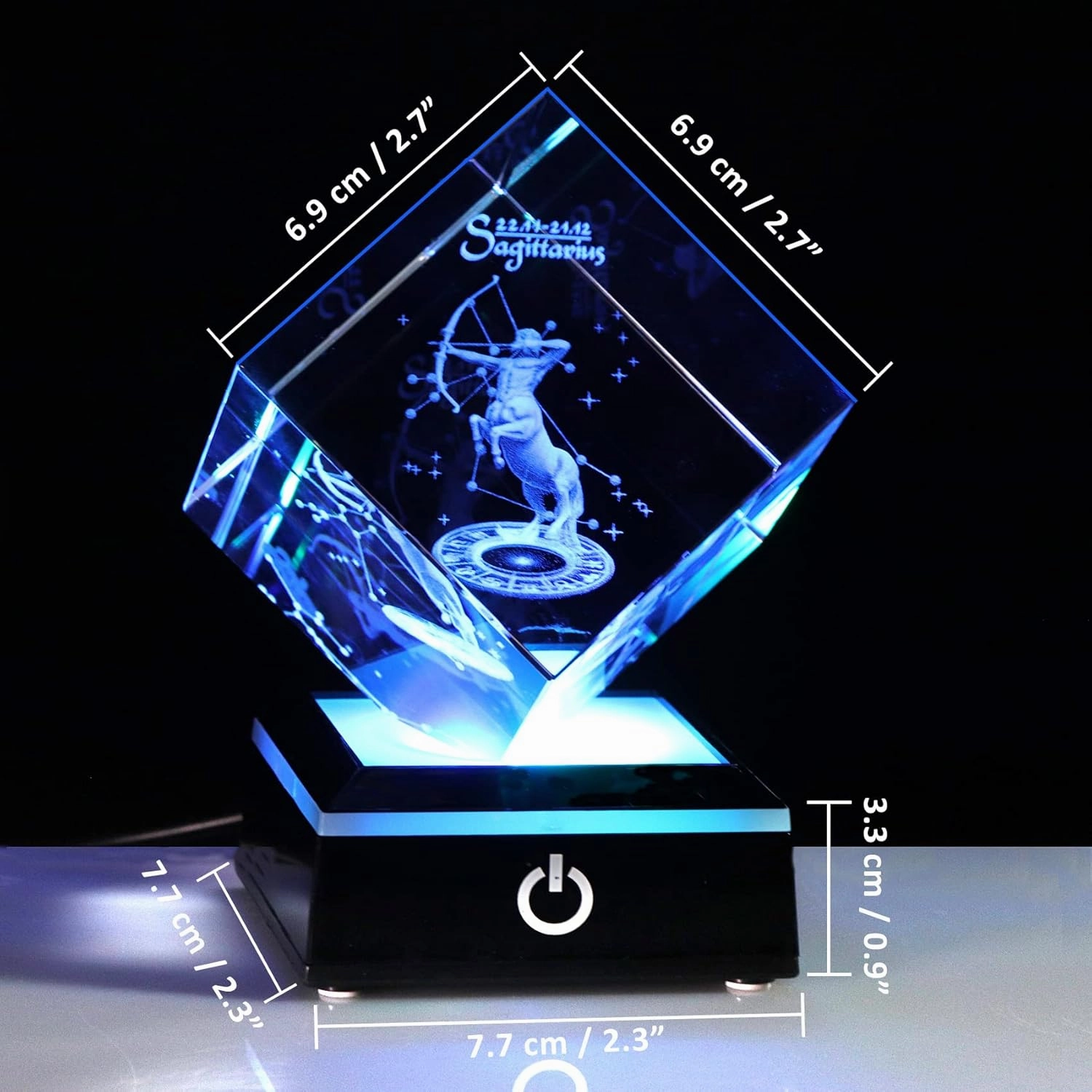 Sagittarius Zodiac Astrology Gifts For Women Men, 3D Crystals Sagittarius Glass Figurine Decor Constellation Stuff: November December Birthday Gifts For Girlfriend Woman Wife Sign Symbolic