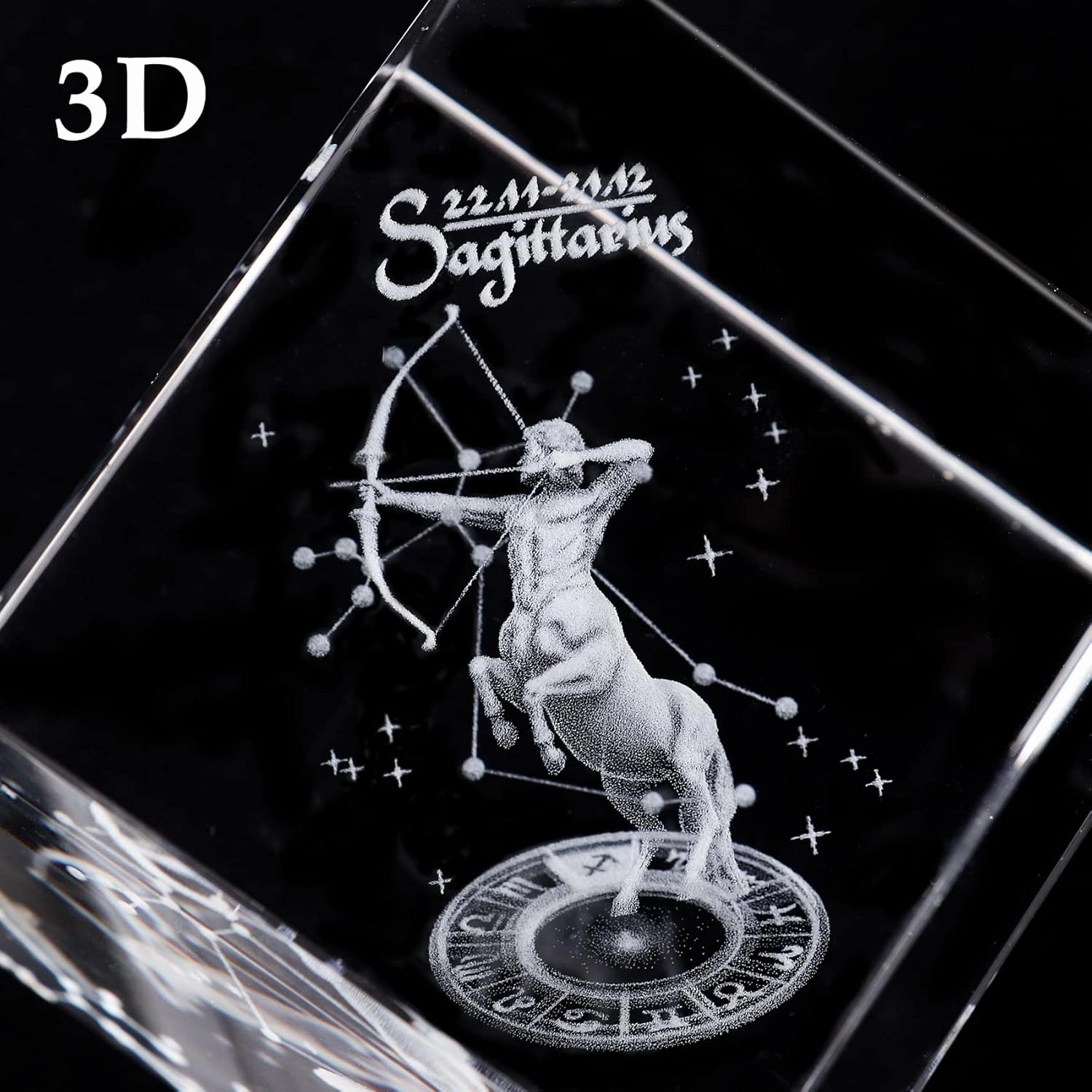 Sagittarius Zodiac Astrology Gifts For Women Men, 3D Crystals Sagittarius Glass Figurine Decor Constellation Stuff: November December Birthday Gifts For Girlfriend Woman Wife Sign Symbolic