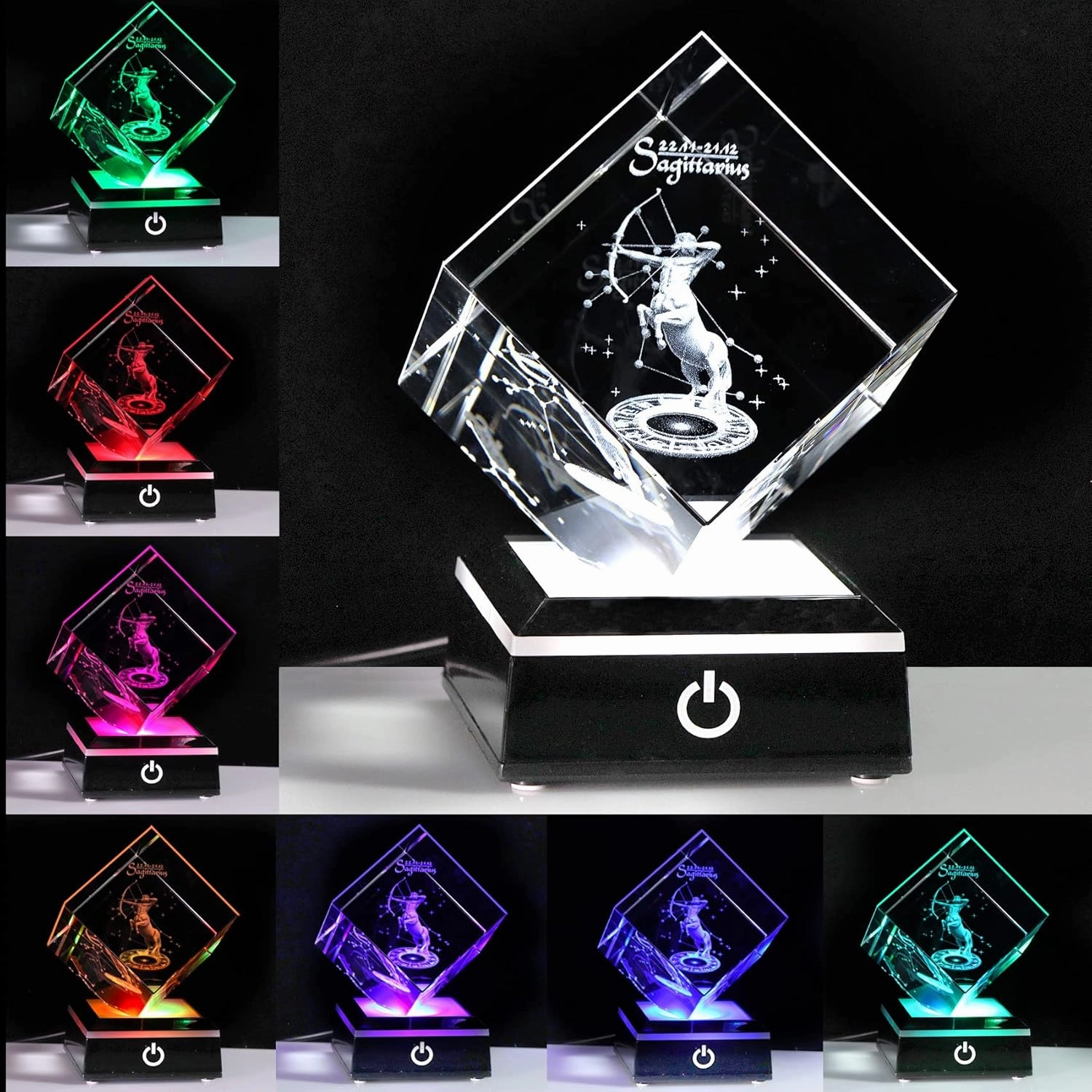 Sagittarius Zodiac Astrology Gifts For Women Men, 3D Crystals Sagittarius Glass Figurine Decor Constellation Stuff: November December Birthday Gifts For Girlfriend Woman Wife Sign Symbolic