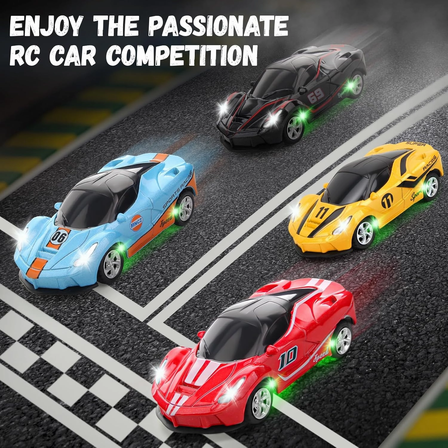 SASBSC 1:64 Mini Rc Drift Car for 3  Year Old Kids Adults 2.4 GHz Rechargeable App & Remote Control Desktop Race Car with Lights Fast Sport Toy Cars for Boys and Girls Birthday (Blue)