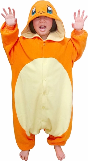 SAZAC Kigurumi - Pokemon - Charmander - Onesie Jumpsuit Halloween Costume -Kids Size (5-9 Year Old) Orange