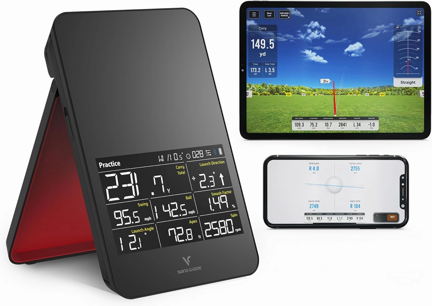 SC4 PRO Golf Launch Monitor & 3D Driving Range Simulator for Indoor and Outdoor Use | Portable Golf Swing Analyzer & Golf Tracker with Built-in Screen