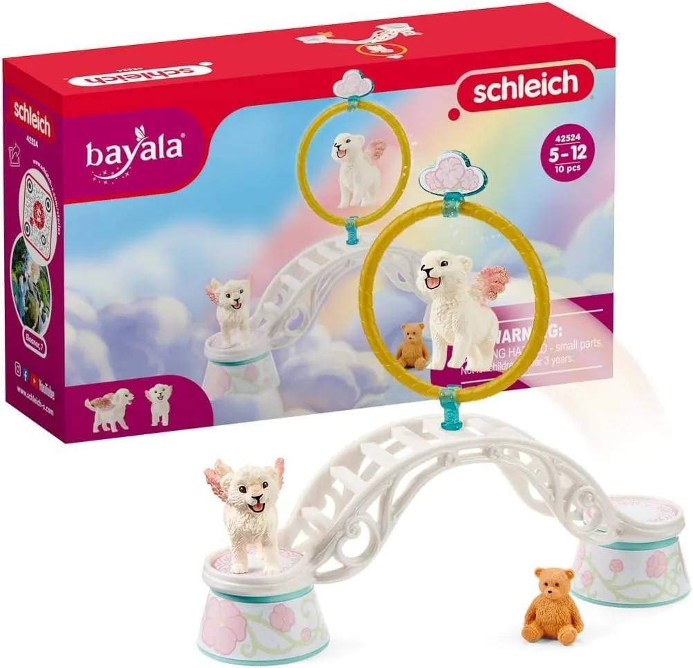 Schleich bayala, Mythical Creature Toys for Kids, Winged Baby Lion Training 9-Piece Playset, Ages 5 
