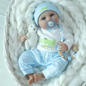 SCOM Lifelike Reborn Baby Dolls - 16 inch Realistic Baby Toddler Dolls Soft Cloth Body Vinyl Limbs, with Clothes and Doll Accessories Gifts for Kids Age 3 