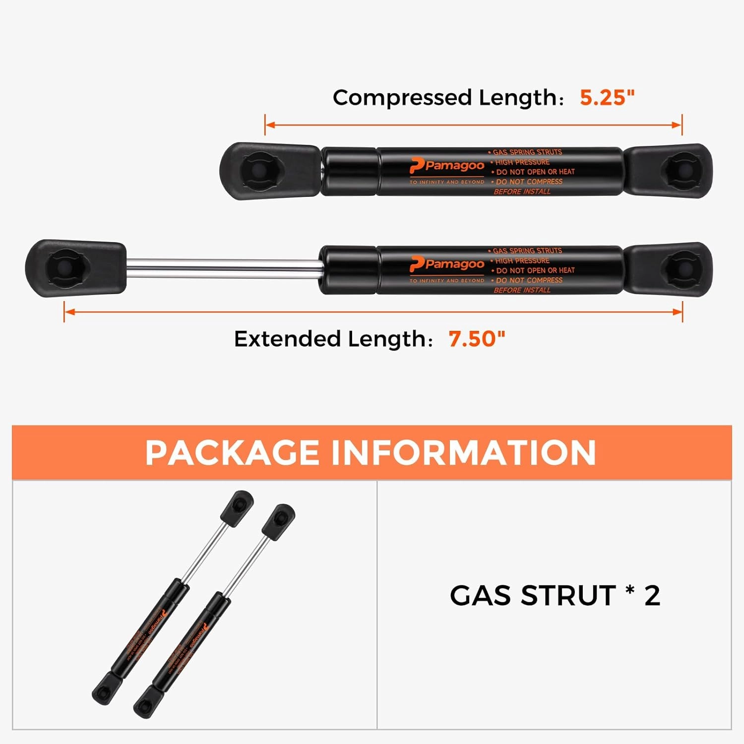 SE075P30 7.5 inch 30 lbs 134 N Gas Strut Shock Spring Lift Support Lid Stay for Sentry Safe Toolbox Kitchen Cabinets Lid Stay Toy Box Cover Door Spring Shock, 2 Pack