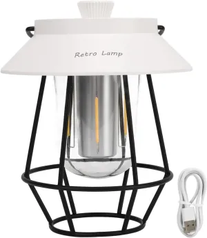 Sempoda USB Rechargeable Camping Lantern, 3 Modes Vintage Waterproof and Handheld Outdoor Camping Light with Metal Hook, Ideal for Outdoor