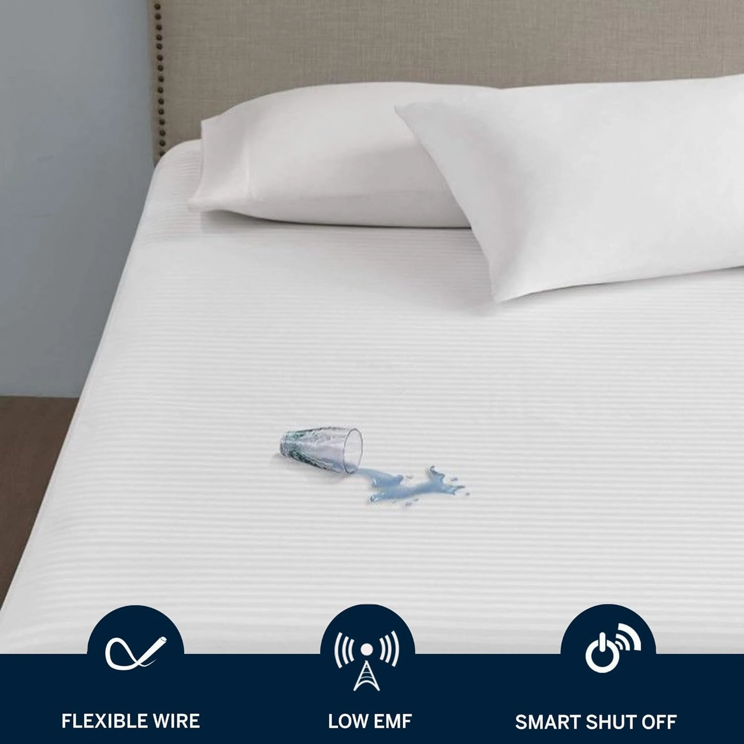 Serta Waterproof Heated Mattress Pad - Electric Bed Warmer with 10 Heat Settings, Auto Shut Off Timer, ETL Certified Electric Mattress Pad, Elastic Deep Pocket, Machine Washable, White King