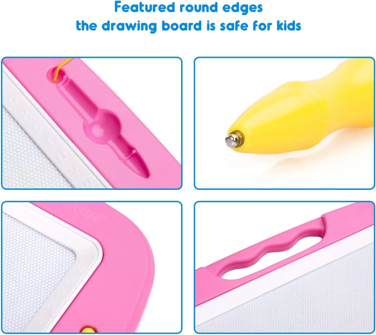 SGILE Large Magnetic Drawing Board - 4 Colors 16×13in Writing Painting Doodle Pad with 4 Stamps for Toddlers, Learning Educational Toy Etch Sketch Gift for 36  Month Kids Girls Boys, Pink
