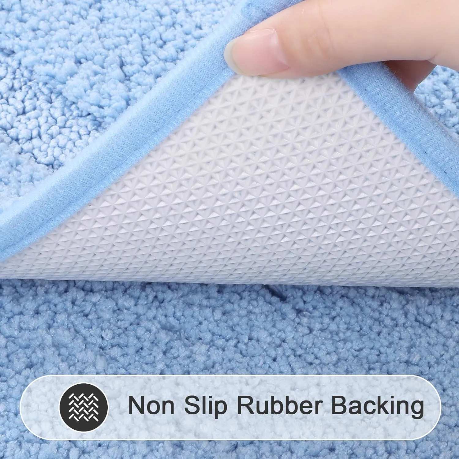 SHACOS Super Soft Small Bathroom Rugs 16x24 inch Microfiber Bath Rugs Non Slip Washable Bath Mats Absorbent Bathroom Mats for Bathroom Shower Tub, Light Blue