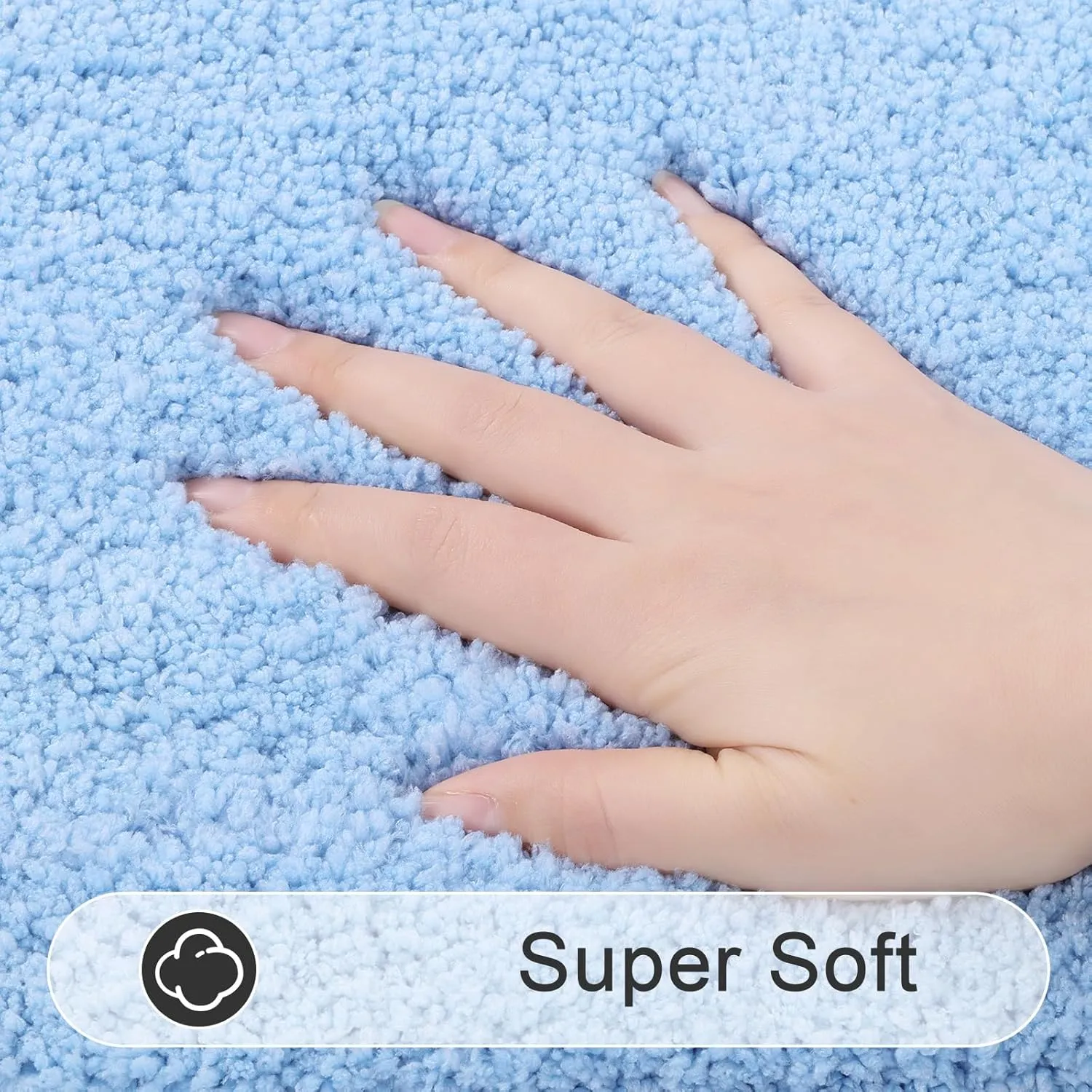 SHACOS Super Soft Small Bathroom Rugs 16x24 inch Microfiber Bath Rugs Non Slip Washable Bath Mats Absorbent Bathroom Mats for Bathroom Shower Tub, Light Blue
