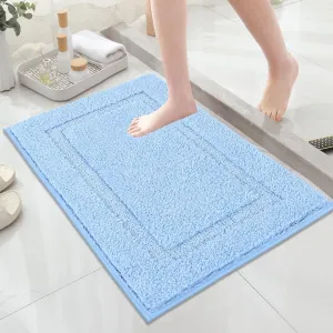 SHACOS Super Soft Small Bathroom Rugs 16x24 inch Microfiber Bath Rugs Non Slip Washable Bath Mats Absorbent Bathroom Mats for Bathroom Shower Tub, Light Blue