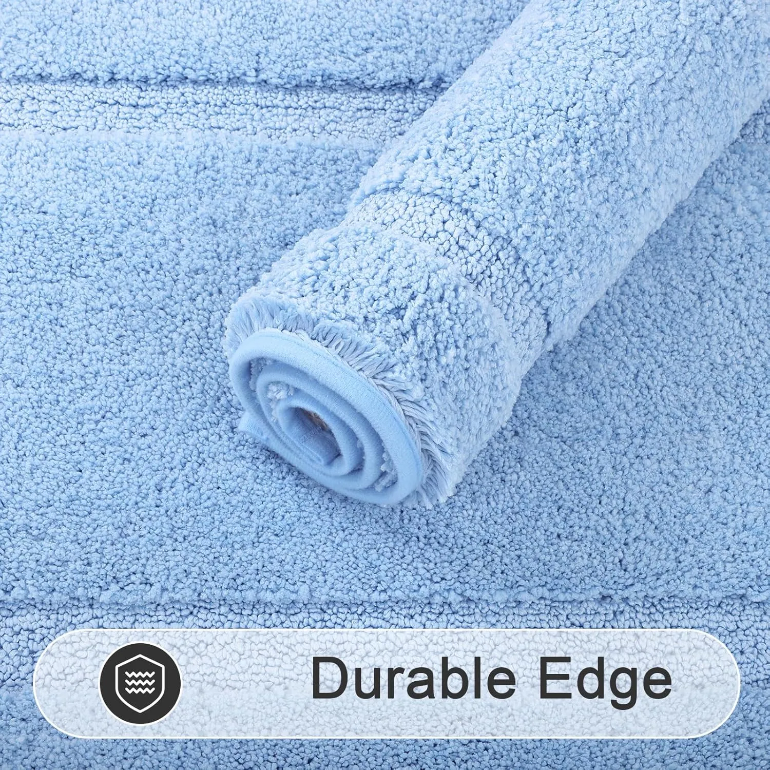 SHACOS Super Soft Small Bathroom Rugs 16x24 inch Microfiber Bath Rugs Non Slip Washable Bath Mats Absorbent Bathroom Mats for Bathroom Shower Tub, Light Blue