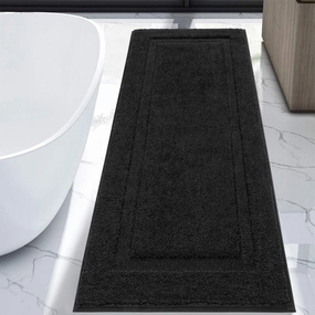 SHACOS Super Soft Bathroom Runner Rugs 24x60 inch Extra Long Non Slip Washable Bath Mats Bathroom Mats Bath Rugs for Bathroom Shower Tub, Black
