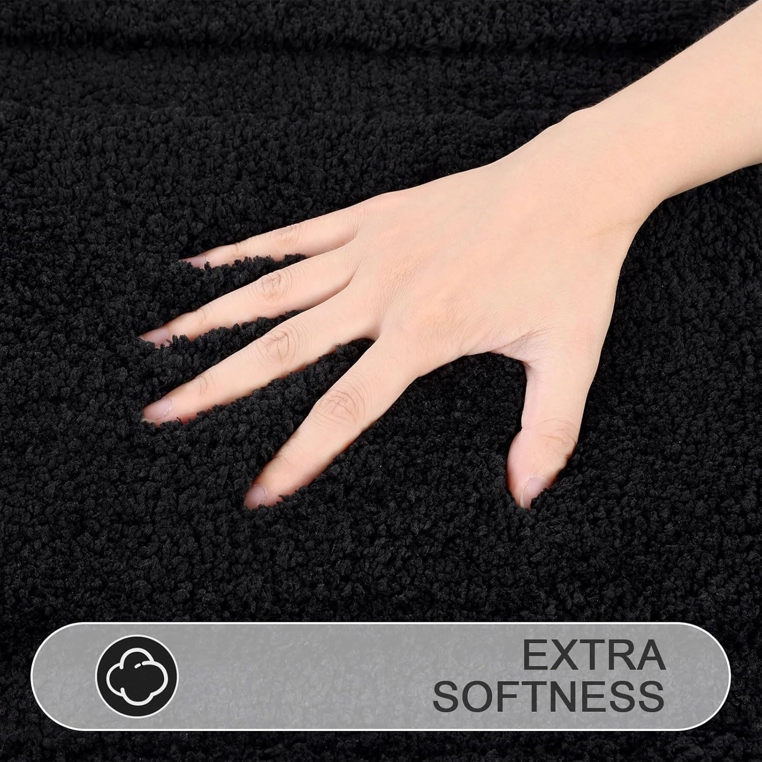 SHACOS Super Soft Bathroom Runner Rugs 24x60 inch Extra Long Non Slip Washable Bath Mats Bathroom Mats Bath Rugs for Bathroom Shower Tub, Black