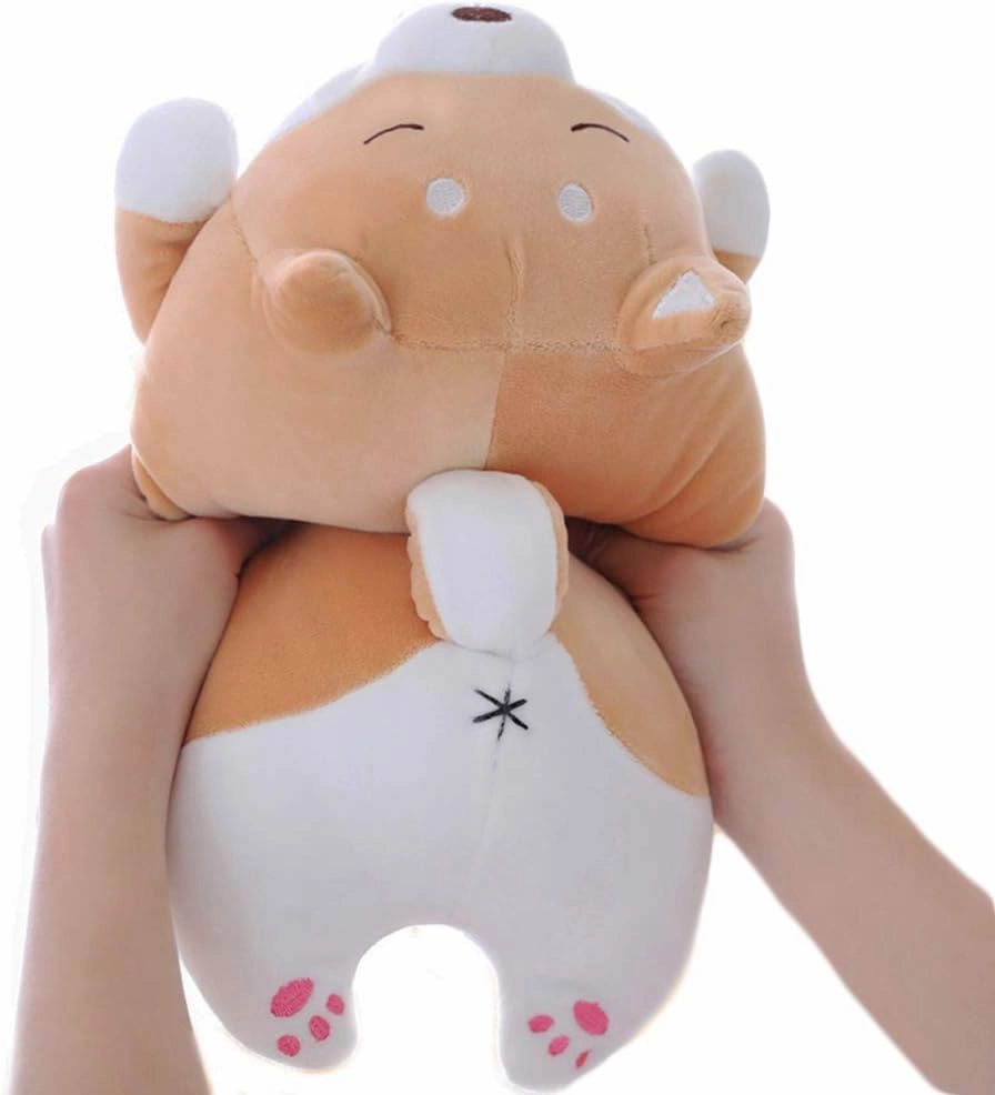 Shiba Inu Dog Plush Pillow, Soft Cute Corgi Stuffed Animals Doll Toys Gifts for Valentine, Christmas, Birthday, Bed, Sofa Chair (Brown Smiling Eye, 13.5in)