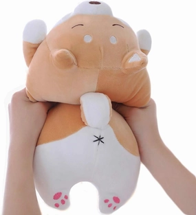Shiba Inu Dog Plush Pillow, Soft Cute Corgi Stuffed Animals Doll Toys Gifts for Valentine, Christmas, Birthday, Bed, Sofa Chair (Brown Smiling Eye, 13.5in)