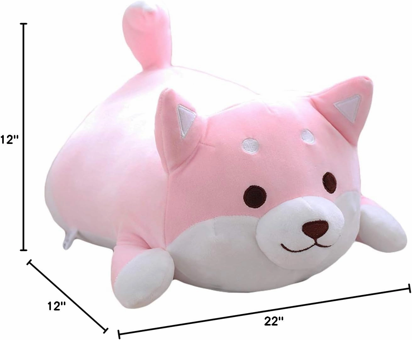 Shiba Inu Dog Plush Pillow,Soft Cute Corgi Stuffed Animals Doll Toys Gifts for Valentine, Christmas, Birthday, Bed, Sofa Chair (Pink Round Eye, 21.3in)