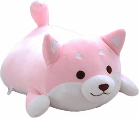 Shiba Inu Dog Plush Pillow,Soft Cute Corgi Stuffed Animals Doll Toys Gifts for Valentine, Christmas, Birthday, Bed, Sofa Chair (Pink Round Eye, 21.3in)