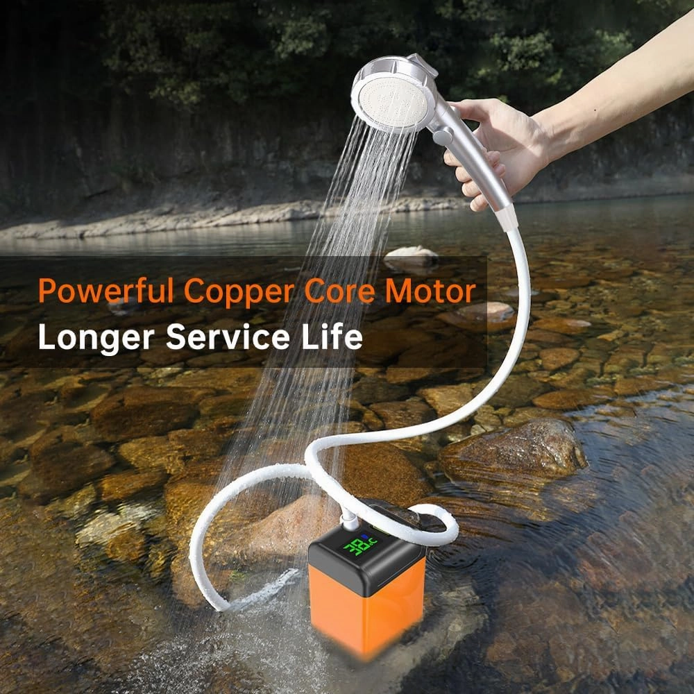 Shower Head Outdoor Camping Shower Pump with ligent Digital Display Electric Portable Camping Shower