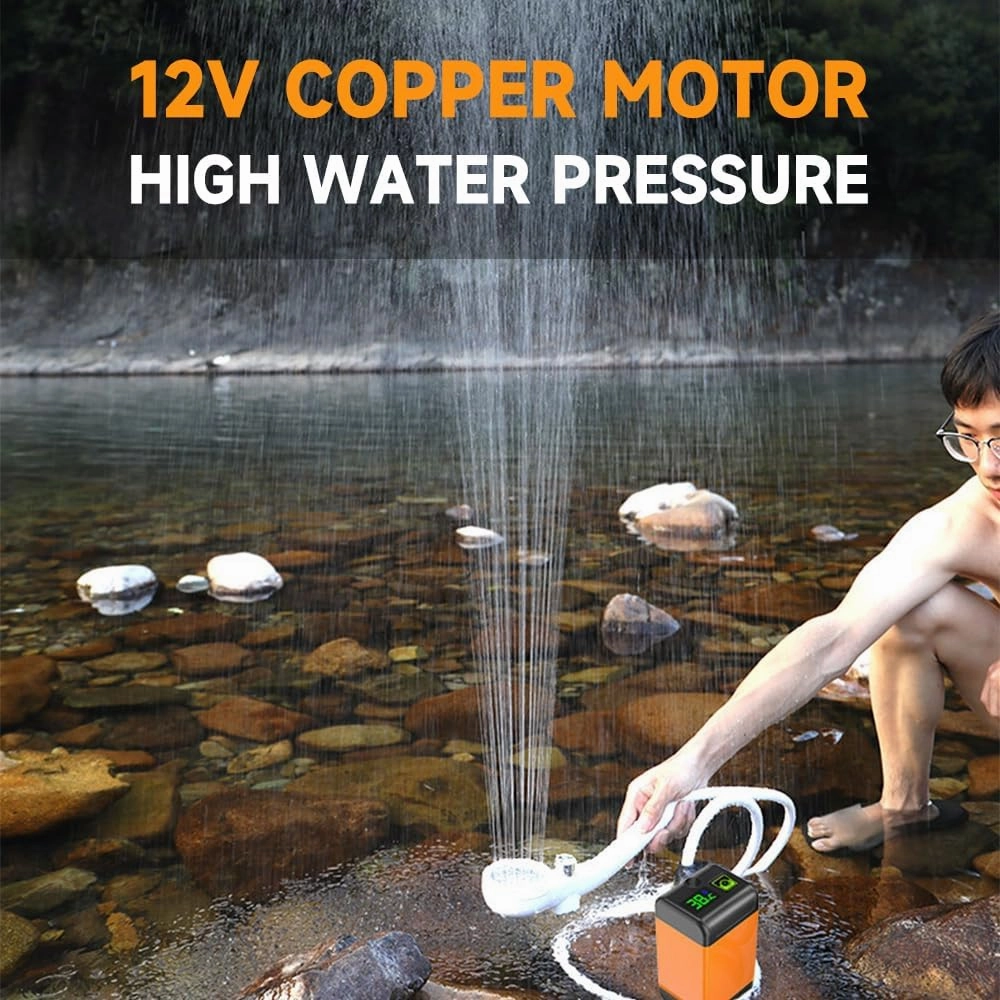 Shower Head Outdoor Camping Shower Pump with ligent Digital Display Electric Portable Camping Shower