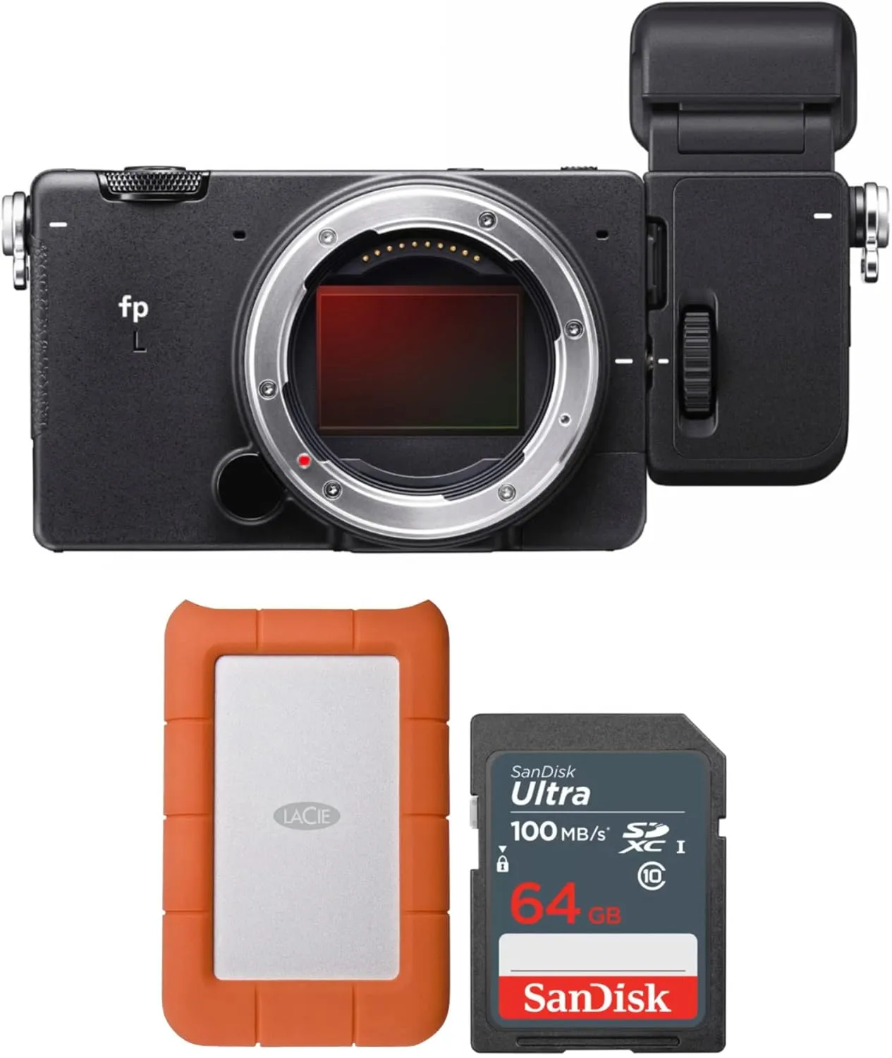 Sigma fp L Digital Camera with Electronic Viewfinder EVF-11 Bundle with External Hard Drive and Memory Card (3 Items)