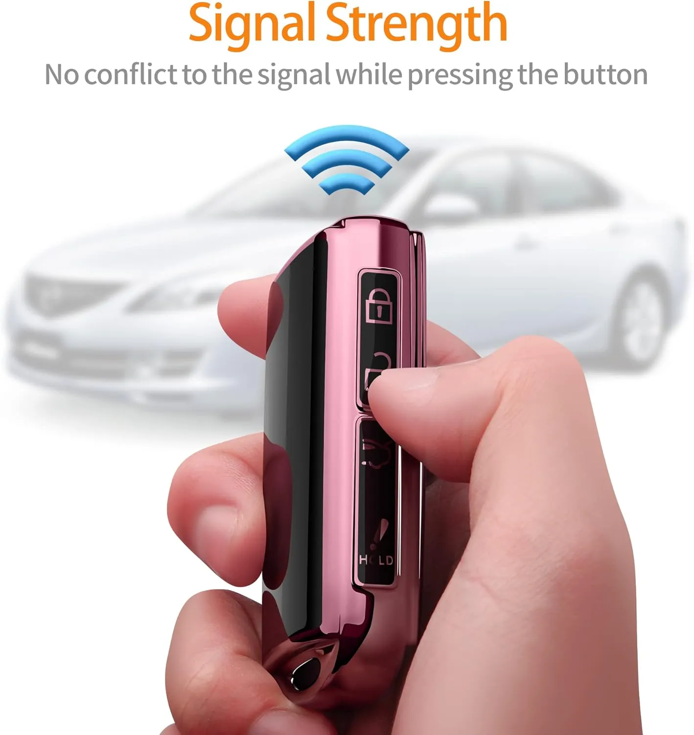 Sindeda for Mazda Key Fob Cover with Keychain Key Case Key Shell 360 Degree Full Protection Compatible with 2019-2024 Mazda 3, Mazda 3 Hatchback, 2020-2024 Mazda CX-5, CX-30, CX-9 Pink
