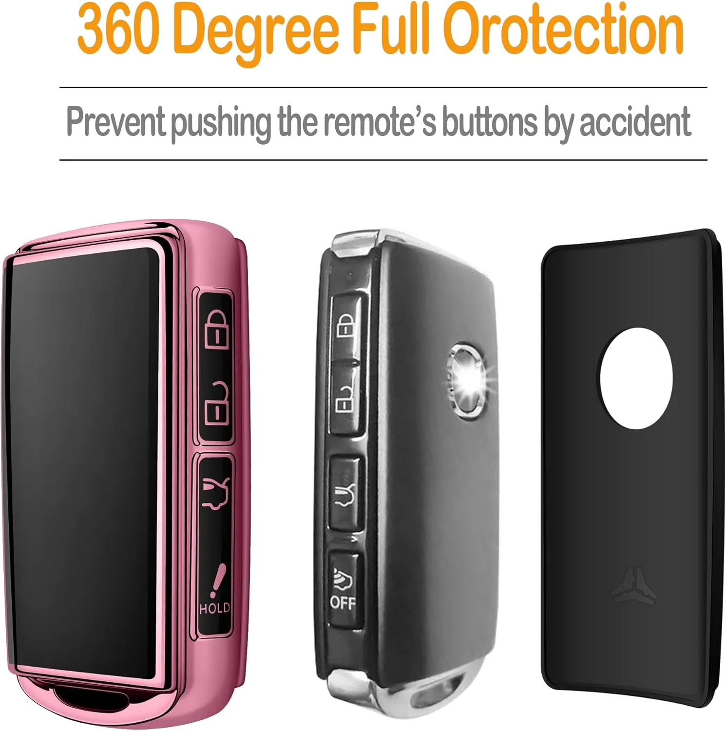 Sindeda for Mazda Key Fob Cover with Keychain Key Case Key Shell 360 Degree Full Protection Compatible with 2019-2024 Mazda 3, Mazda 3 Hatchback, 2020-2024 Mazda CX-5, CX-30, CX-9 Pink
