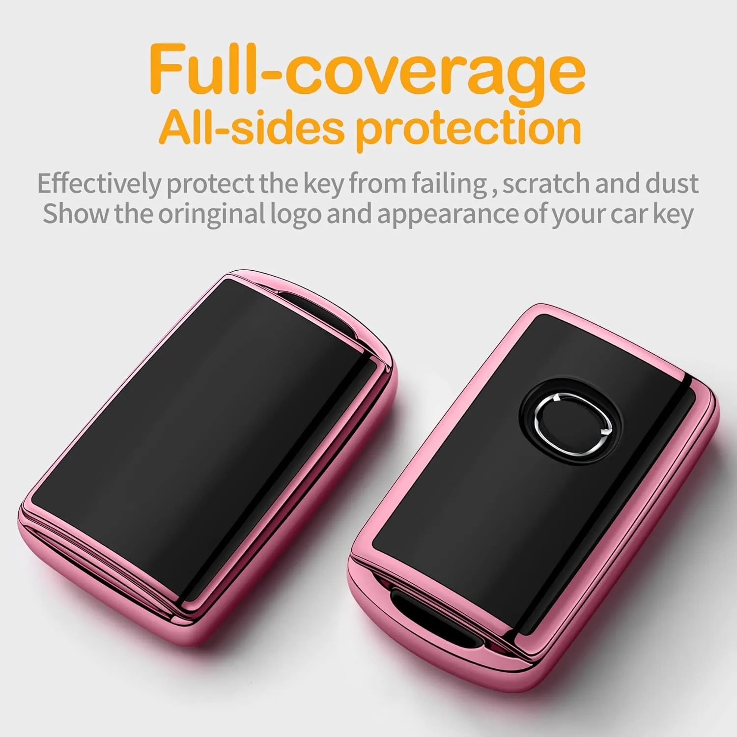 Sindeda for Mazda Key Fob Cover with Keychain Key Case Key Shell 360 Degree Full Protection Compatible with 2019-2024 Mazda 3, Mazda 3 Hatchback, 2020-2024 Mazda CX-5, CX-30, CX-9 Pink