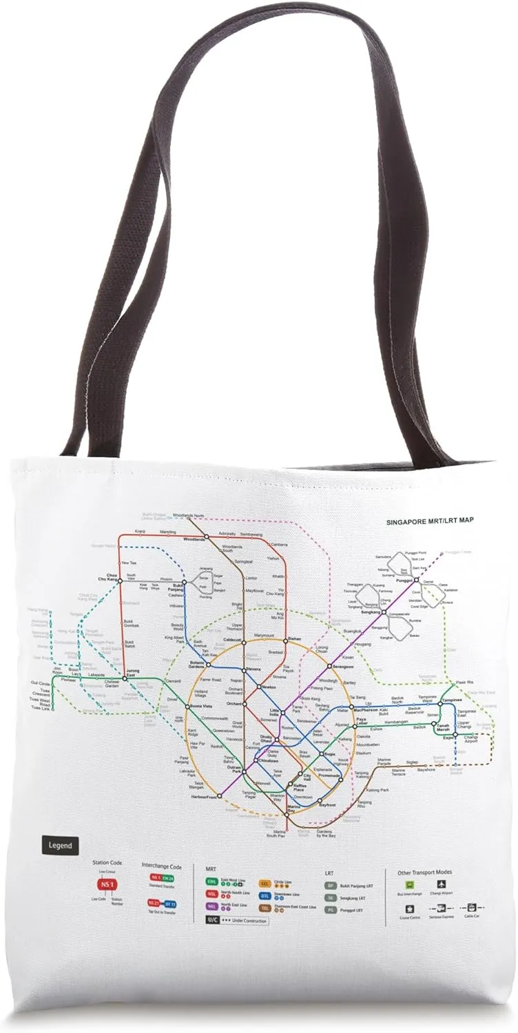 Singapore Train Metro Suburban Railway – Souvenir Route Map Tote Bag