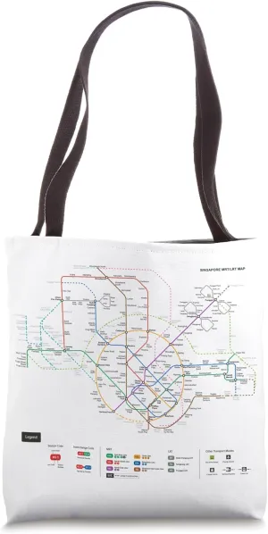 Singapore Train Metro Suburban Railway – Souvenir Route Map Tote Bag