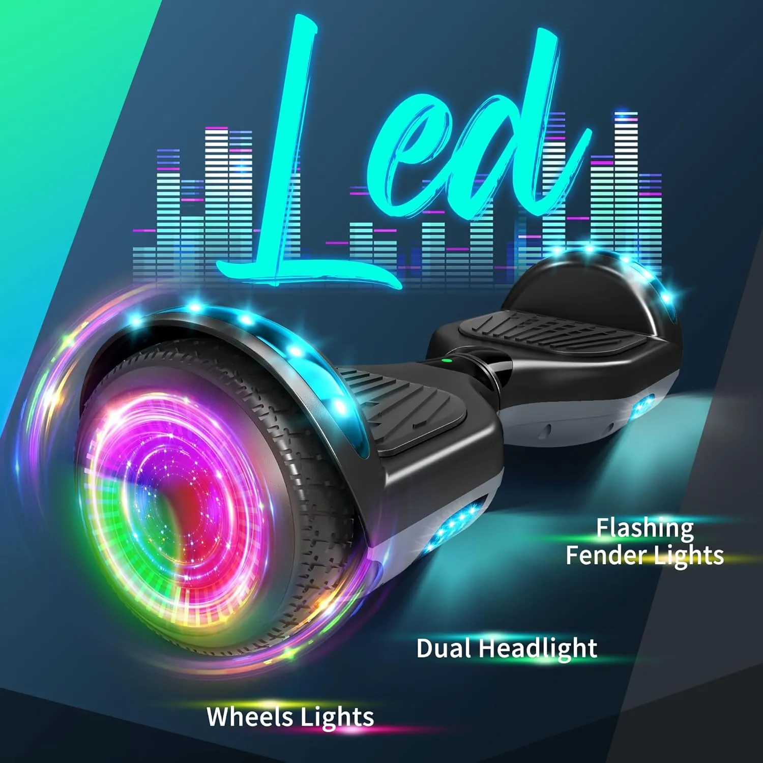 SISIGAD Scooter, 6.5" Flash Wheels & Corlorful LED Lights, All for Girls Boys Kids Ages 6 