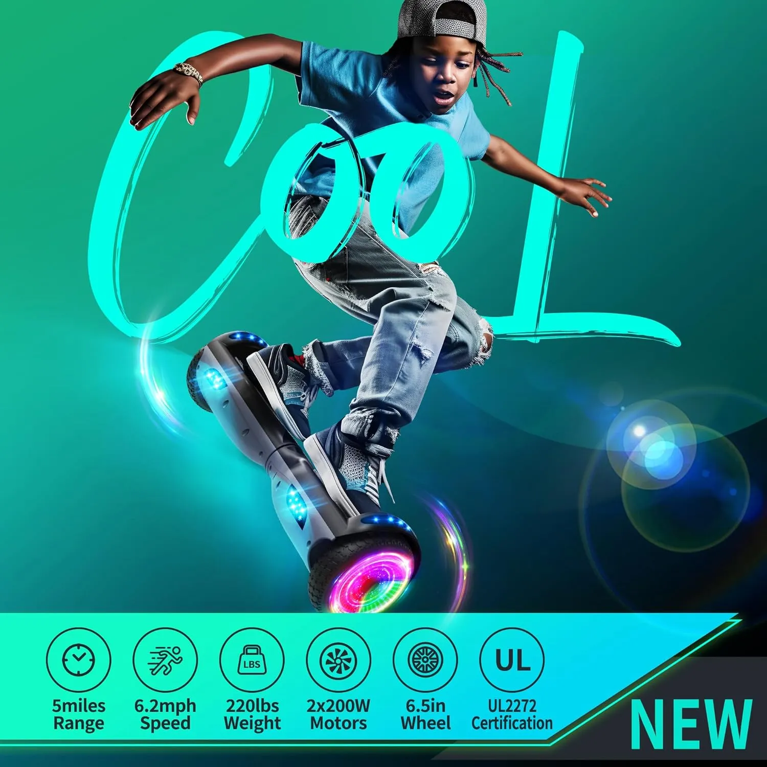 SISIGAD Scooter, 6.5" Flash Wheels & Corlorful LED Lights, All for Girls Boys Kids Ages 6 