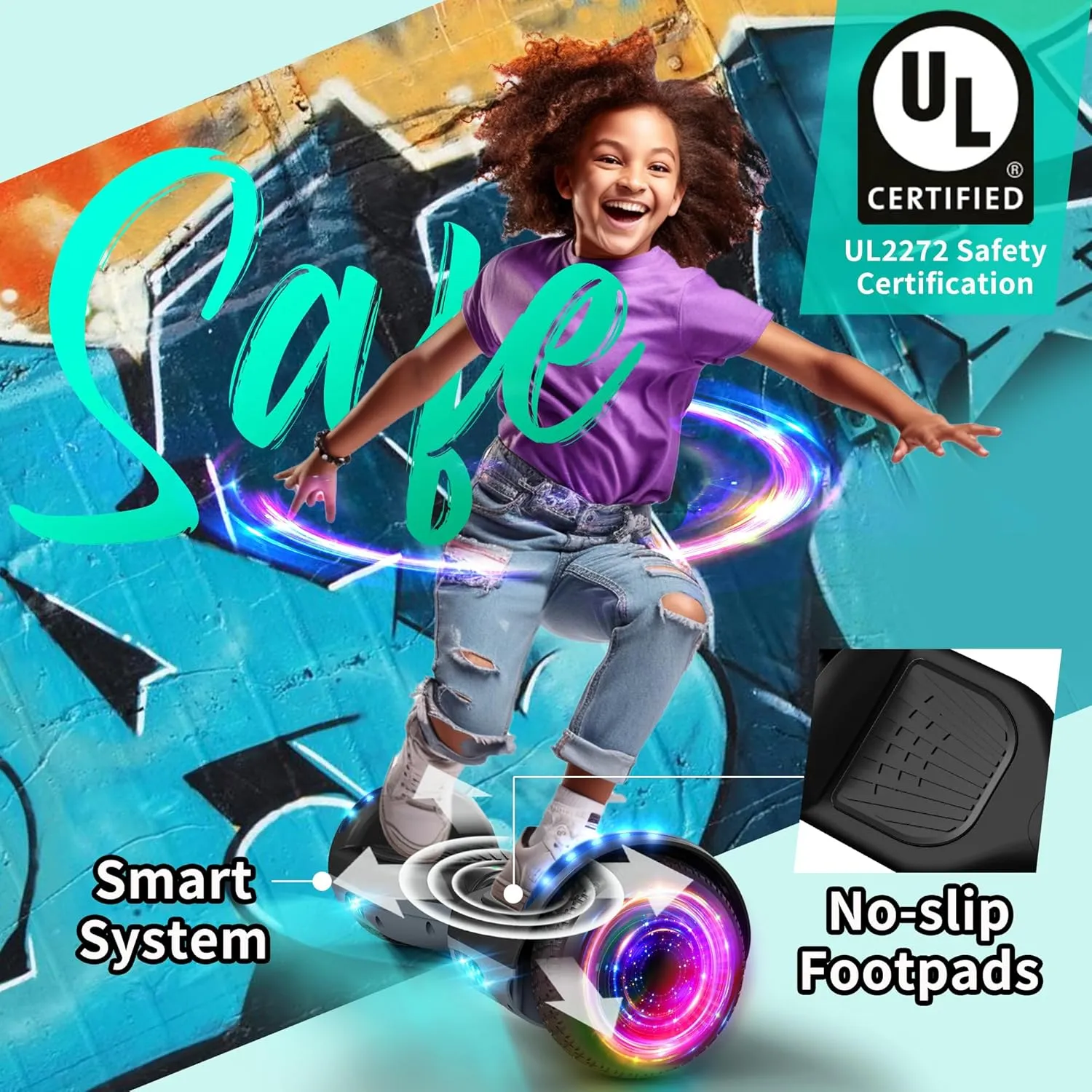 SISIGAD Scooter, 6.5" Flash Wheels & Corlorful LED Lights, All for Girls Boys Kids Ages 6 