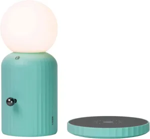 Skittle Table Lamp with Charging Pad - Bedside Nightstand Home Decor for Office, Bedroom, Living Room Orb 3" W x 7" H (Mint Green)