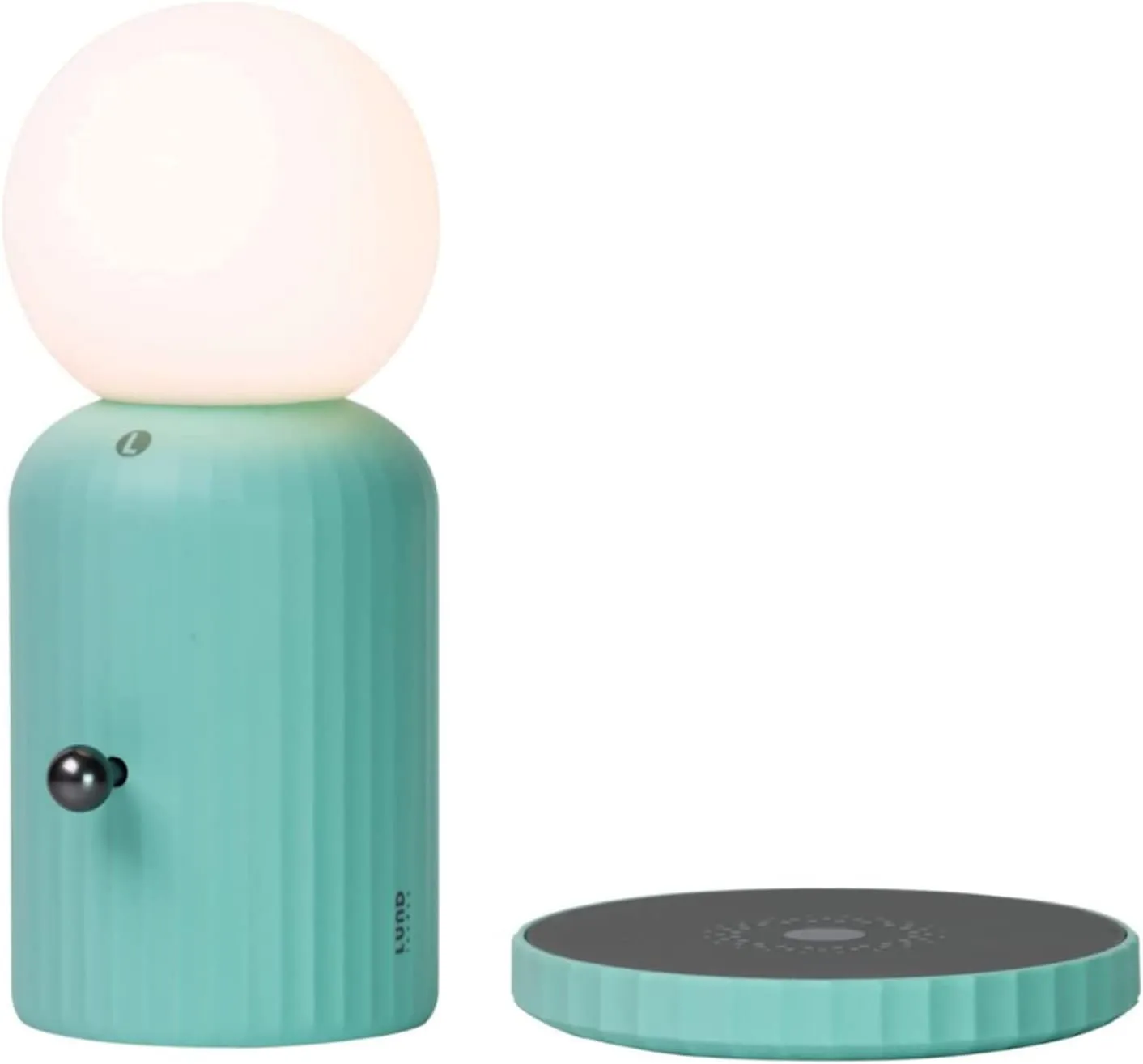 Skittle Table Lamp with Charging Pad - Bedside Nightstand Home Decor for Office, Bedroom, Living Room Orb 3" W x 7" H (Mint Green)