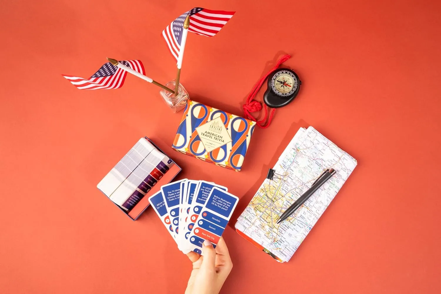 Skyline Collection Trivia Set - American Travel Trivia, 140 Question Cards - Game Night Entertainment for Families & Friends