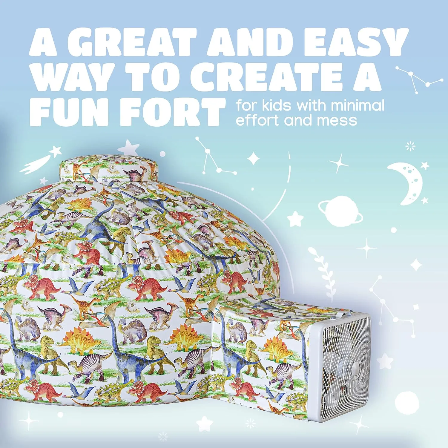 Skywin Air Tent Fort Dinosaur Playhouse for Kids (Dino) - Classic Inflatable Kids Fort Sets Up and Stores Away in Seconds, 77 x 50 Inches (Fan NOT Included)