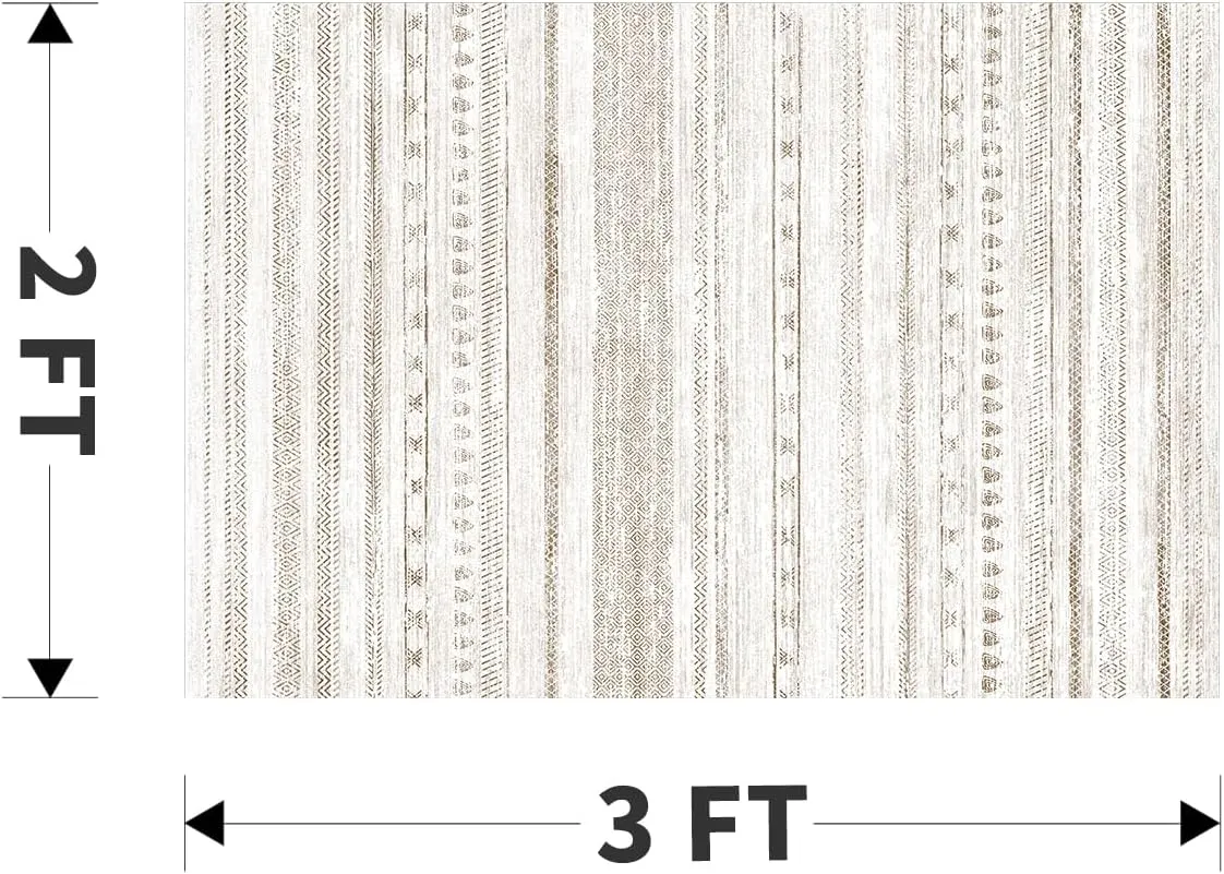 Small Area Rug-2x3 Entryway Rug Non Slip Washable Low Pile Indoor Door Mat Neutral Distressed Boho Moroccan Entrance Rugs Carpet for Bedroom Kitchen Powder Room Front Porch Bathroom, Brown