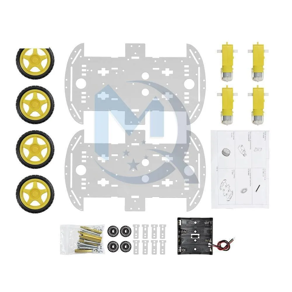 Smart Car DIY Kit 4WD 4-Wheel Smart Robot Car Chassis Kits with Speed Encoder Box DIY Electronic Set for Arduino