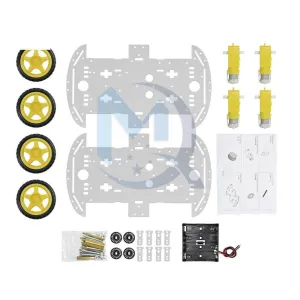 Smart Car DIY Kit 4WD 4-Wheel Smart Robot Car Chassis Kits with Speed Encoder Box DIY Electronic Set for Arduino