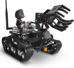 Smart Robot Car Kit with Robotic Arm HD Camera for Mega 2560, Utility Intelligent Tank Chassis Robotics Vehicle, Smart Learning & Educational Robot Toys by iOS Android PC Controlled
