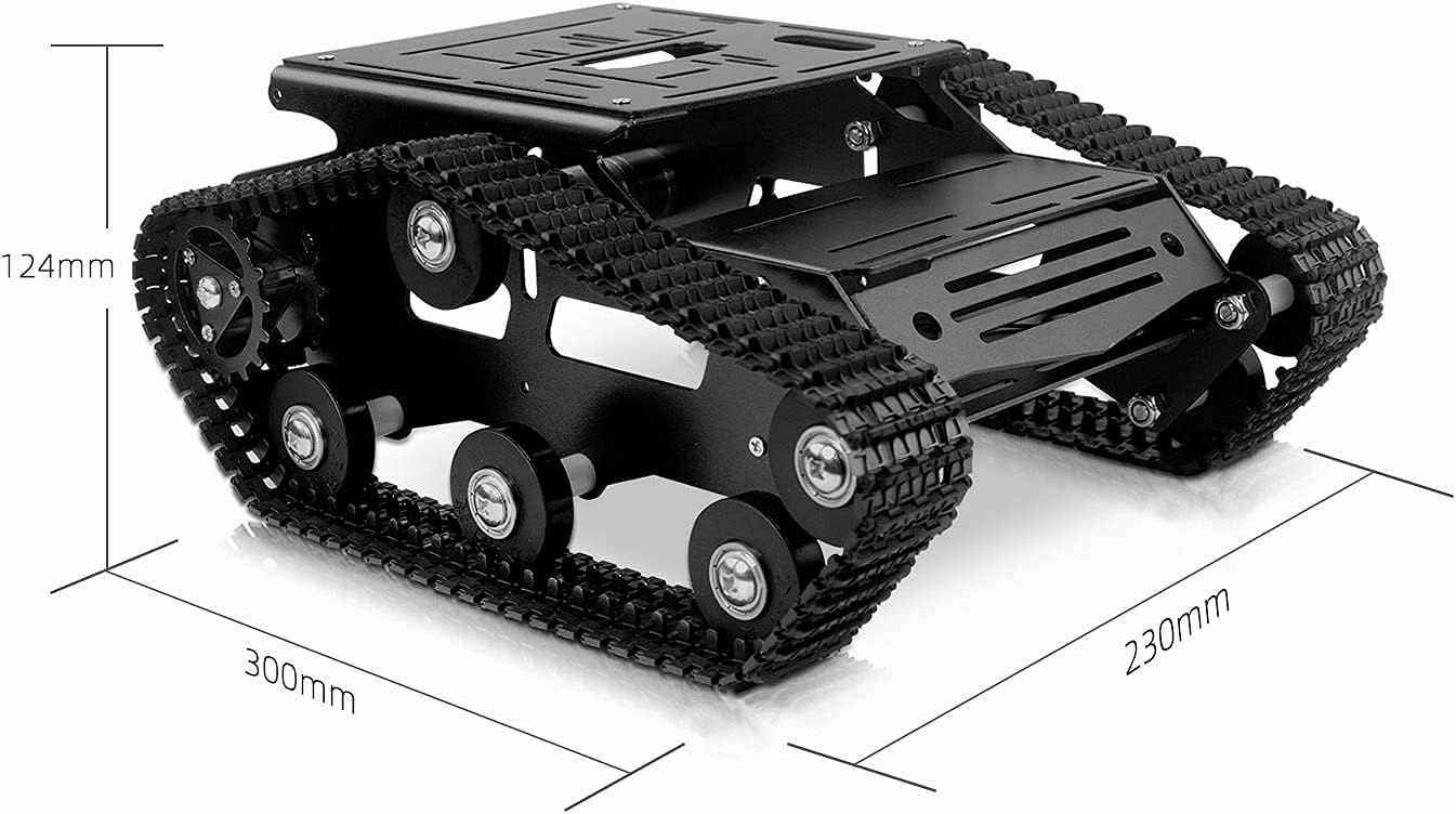 Smart Robot Car Chassis Kit Aluminum Alloy Big Tank Chassis with 2WD Motors for Arduino/Raspberry Pi DIY RC Shock Absorbing Tracked Robot Car Toys - Learning Kit (Black)