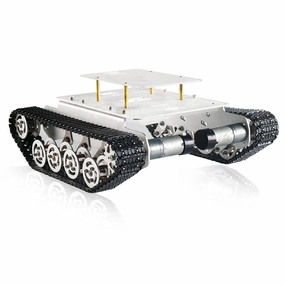 Smart Shock Absorption Robot Tank Car Chassis Kit with Suspension System for Arduino Raspberry Pi DIY STEAM Education Platform Tracked Vehicle (Silver Frame   Silver Wheel)