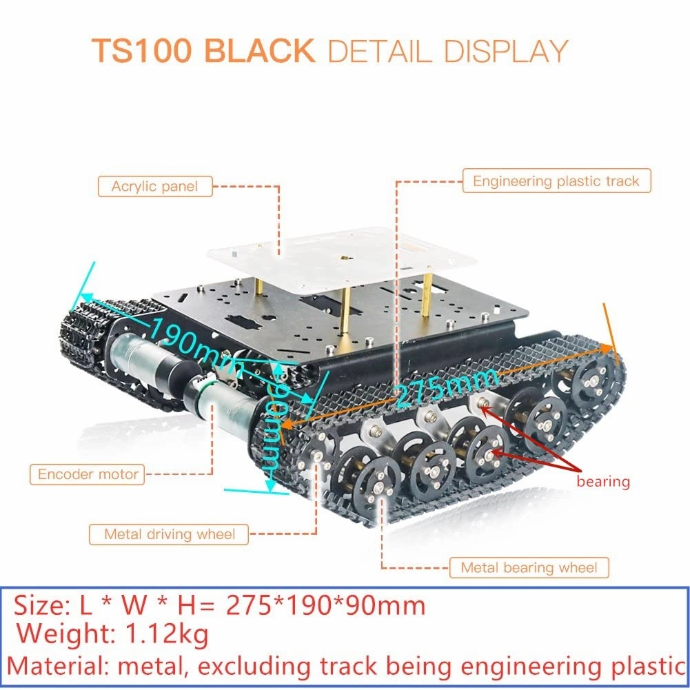 Smart Shock Absorption Robot Tank Car Chassis Kit with Suspension System for Arduino Raspberry Pi DIY STEAM Education Platform Tracked Vehicle (Silver Frame   Silver Wheel)