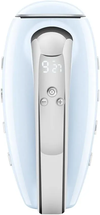 SMEG Pastel Blue 50's Retro Style Electric Hand Mixer with Set of Beaters, Set of Dough Hooks and Set of Whisks