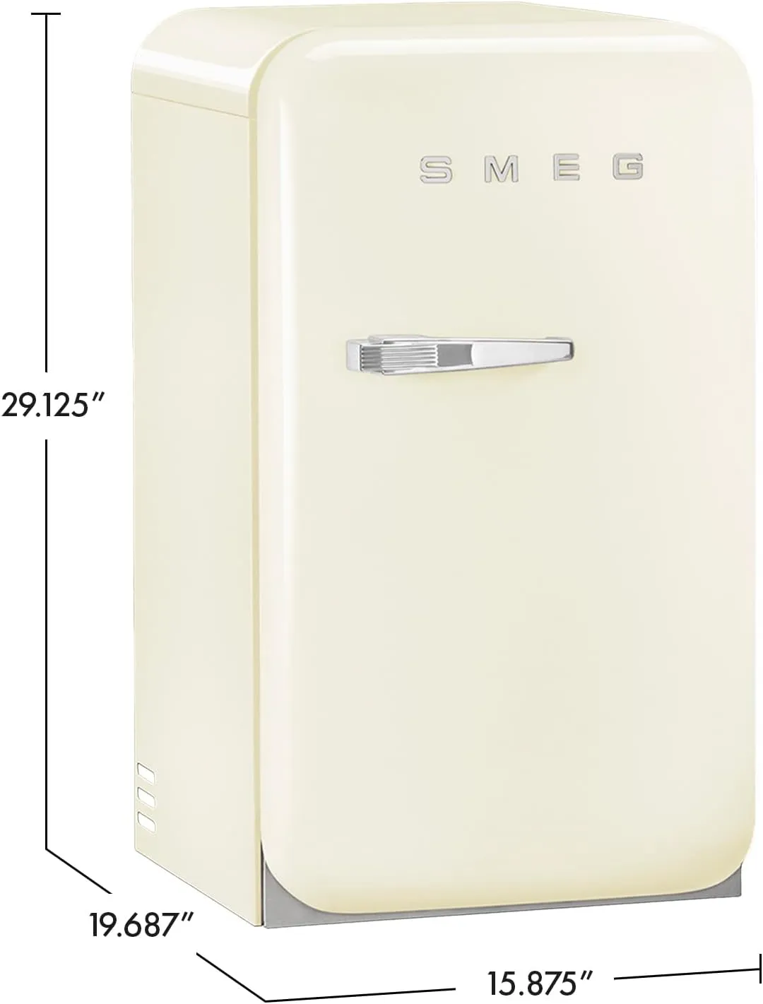 Smeg Retro FAB 5 Mini Refrigerator - 16" Authentic 50's Style - Made in Italy - FAB5ULBL3-1.5 cu. ft - Adjustable Shelves & LED Lighting – Left hinge option (not reversable)- Black