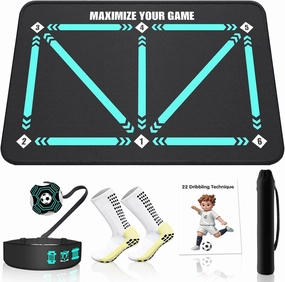 Soccer Training Mat with Silent Shock Absorption and Non-Slip Base for Footwork Training and Ball Mastery(Belt Version)