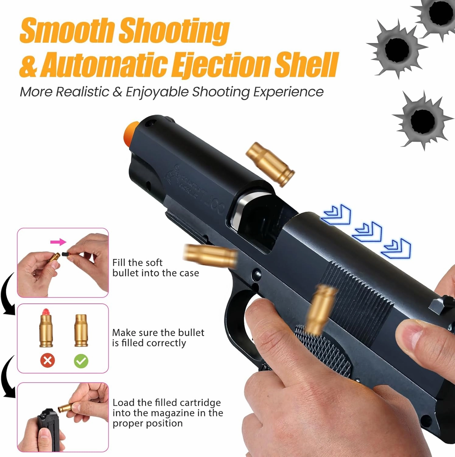 Soft Bullet Toy Gun for Boys, Toy Guns with Shell Ejecting, Toy Foam Blasters & Guns, Gift Box for Christmas Birthday for Boys Girls Adults Age 8 